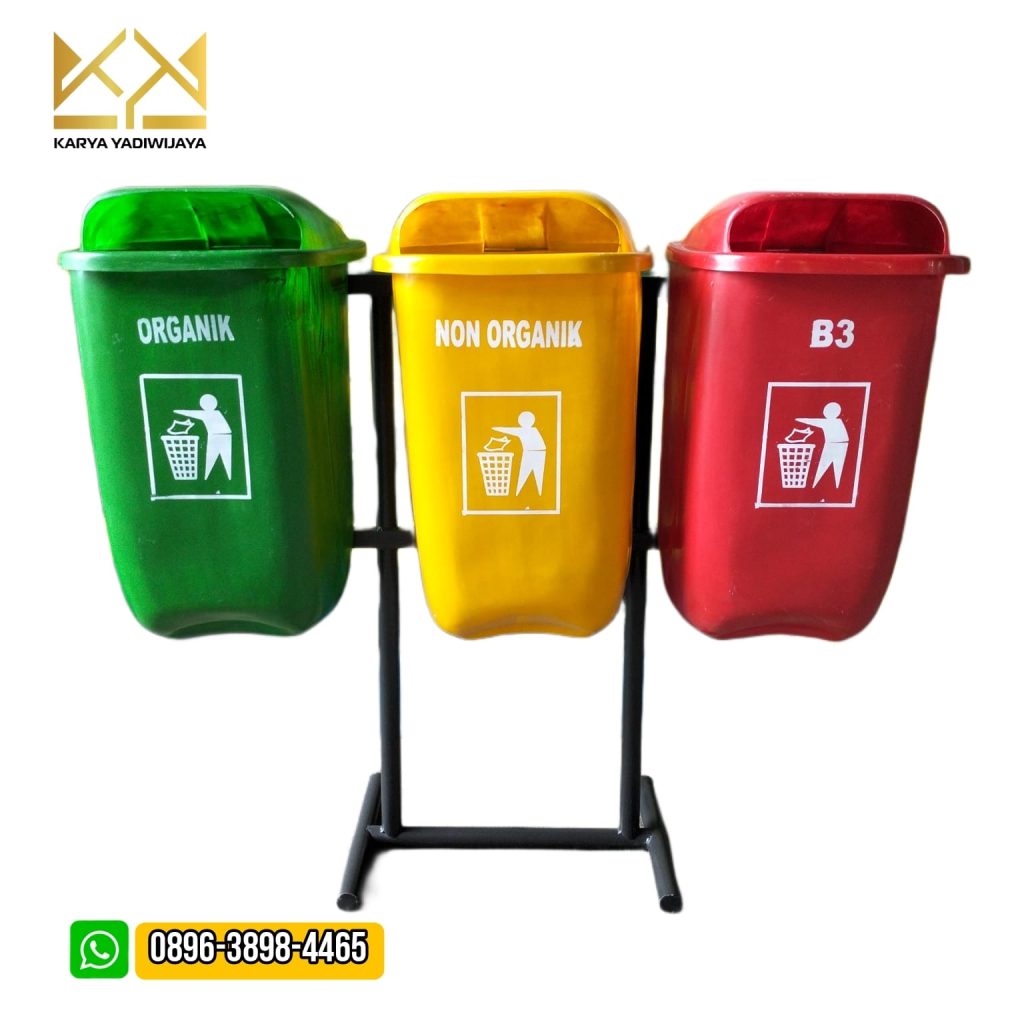 jual tong sampah fiber oval 3in1